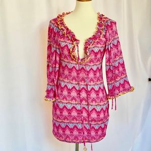 Luli Fama Ruffle V Neck Tunic